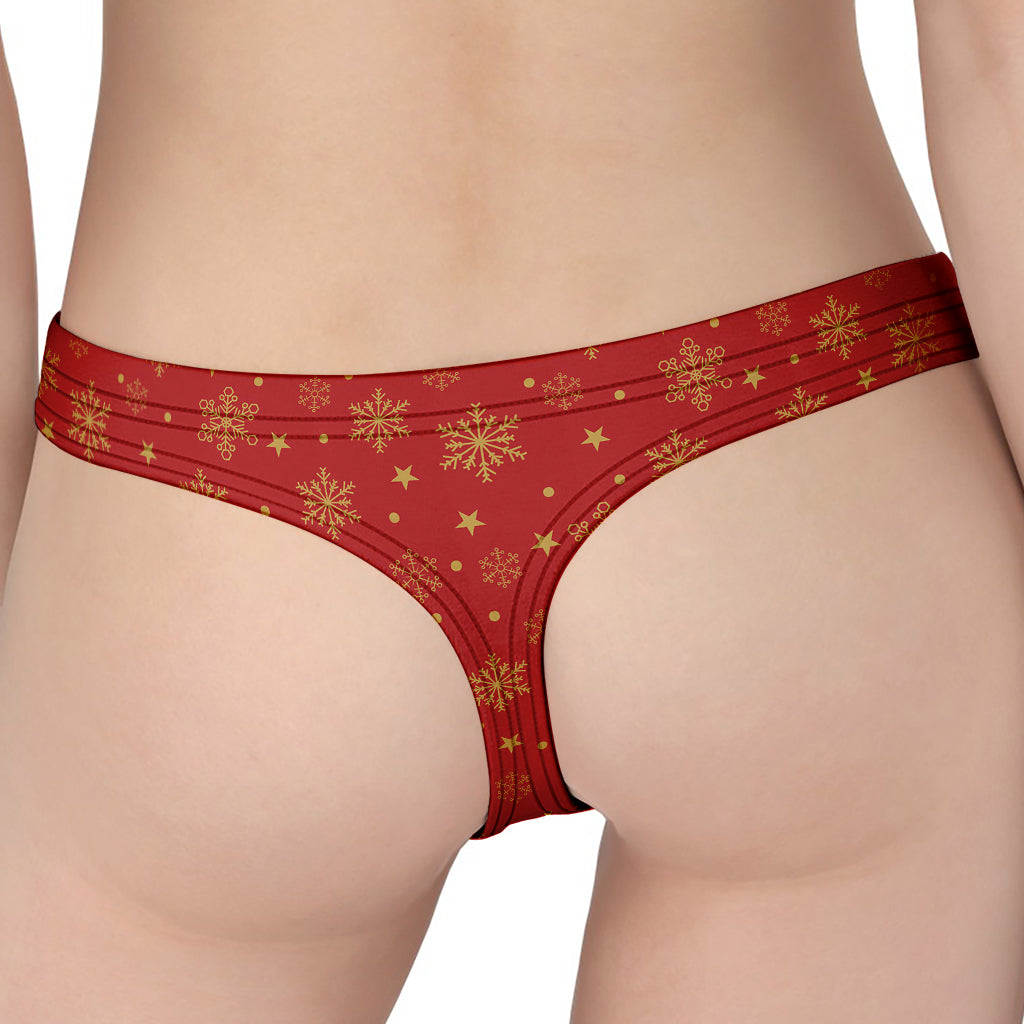 Christmas Snowflakes And Stars Print Women's Thong