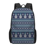 Christmas Snowman Knitted Pattern Print 17 Inch Backpack