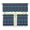 Christmas Snowman Knitted Pattern Print 3 Piece Kitchen Curtains
