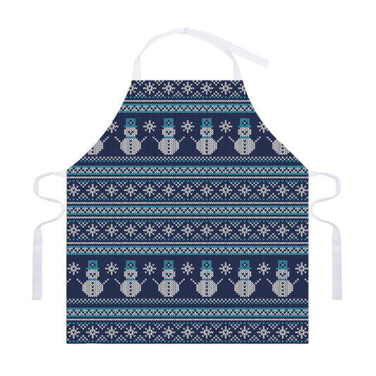 Christmas Snowman Knitted Pattern Print Adjustable Apron