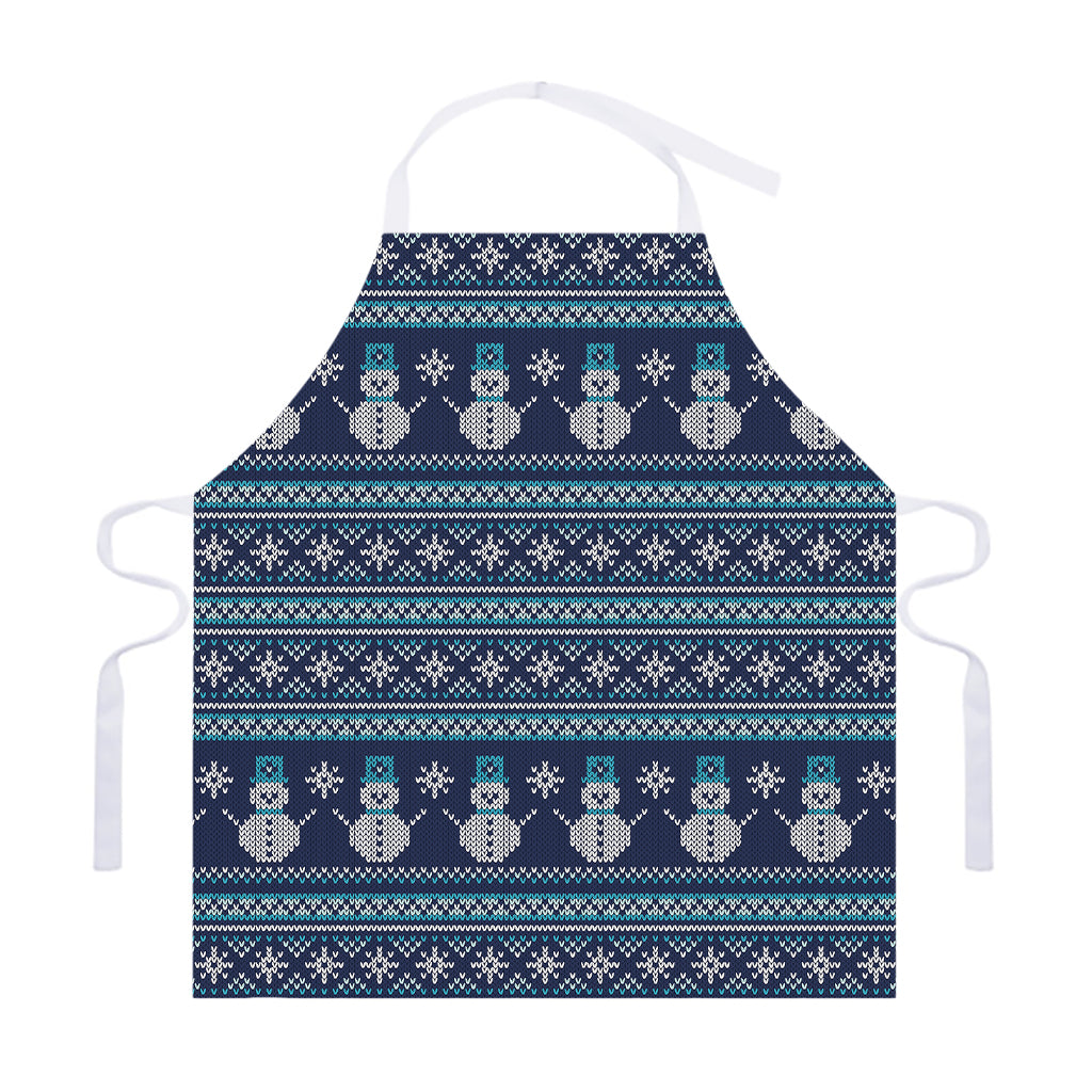 Christmas Snowman Knitted Pattern Print Adjustable Apron