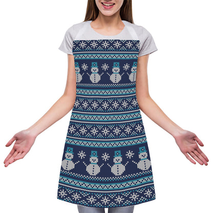 Christmas Snowman Knitted Pattern Print Adjustable Apron