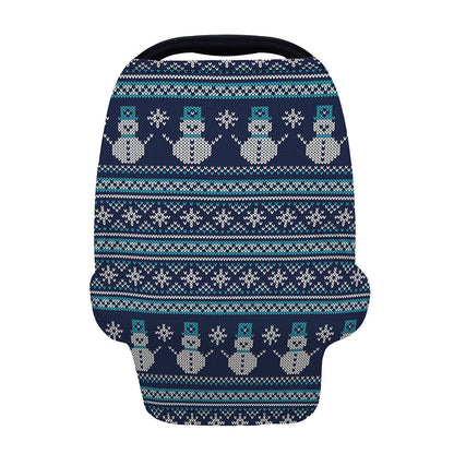 Christmas Snowman Knitted Pattern Print Baby Seat Cover
