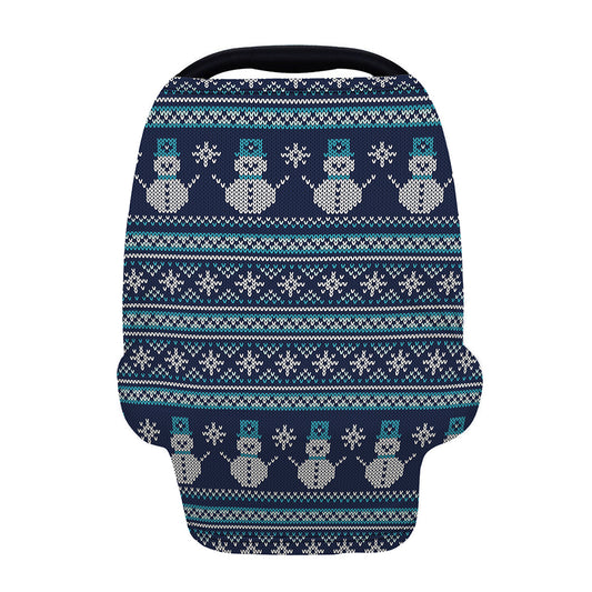 Christmas Snowman Knitted Pattern Print Baby Seat Cover