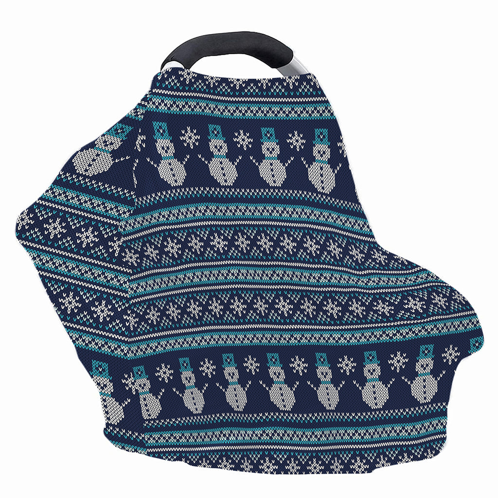 Christmas Snowman Knitted Pattern Print Baby Seat Cover