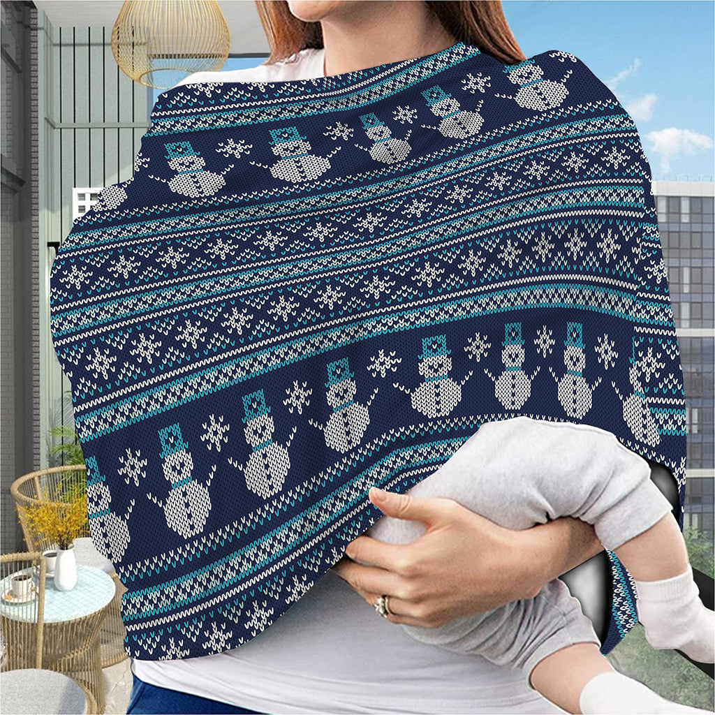 Christmas Snowman Knitted Pattern Print Baby Seat Cover