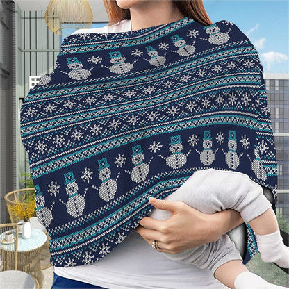 Christmas Snowman Knitted Pattern Print Baby Seat Cover