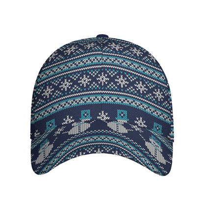 Christmas Snowman Knitted Pattern Print Baseball Cap