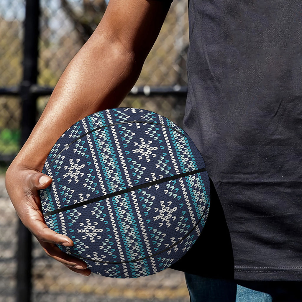 Christmas Snowman Knitted Pattern Print Basketball