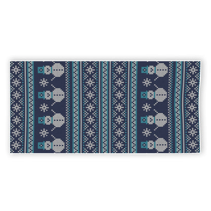 Christmas Snowman Knitted Pattern Print Beach Towel