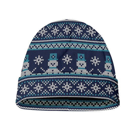 Christmas Snowman Knitted Pattern Print Beanie