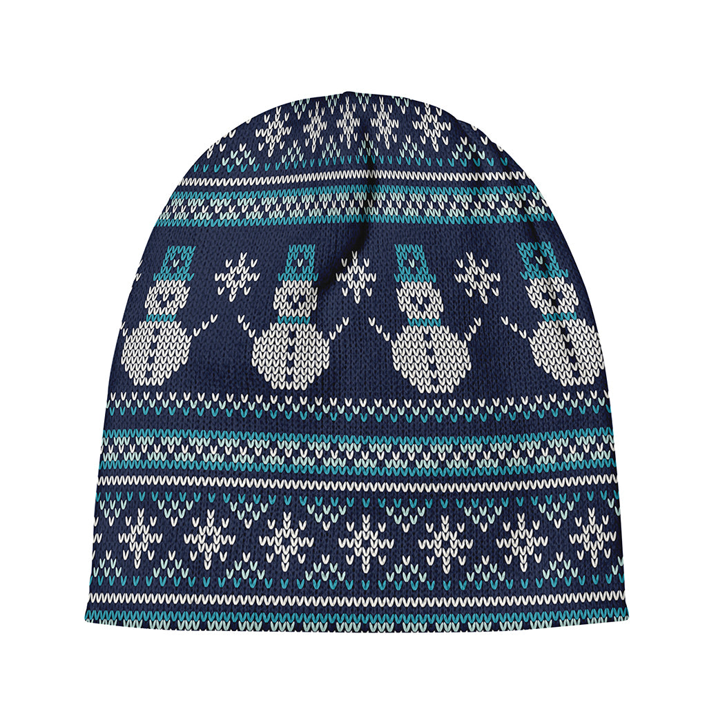 Christmas Snowman Knitted Pattern Print Beanie