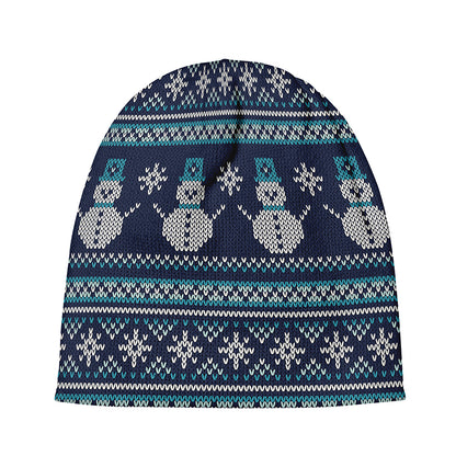 Christmas Snowman Knitted Pattern Print Beanie