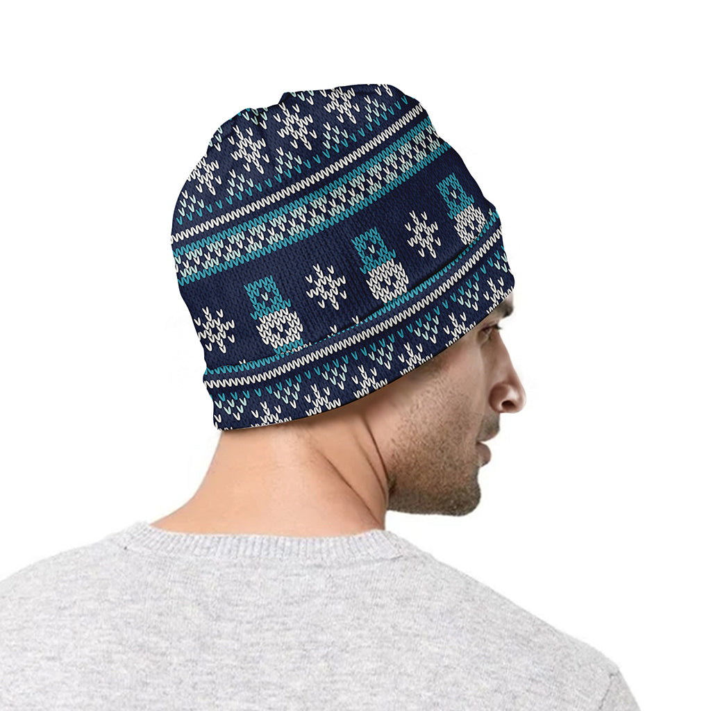 Christmas Snowman Knitted Pattern Print Beanie