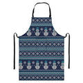 Christmas Snowman Knitted Pattern Print Bib Apron With Pocket
