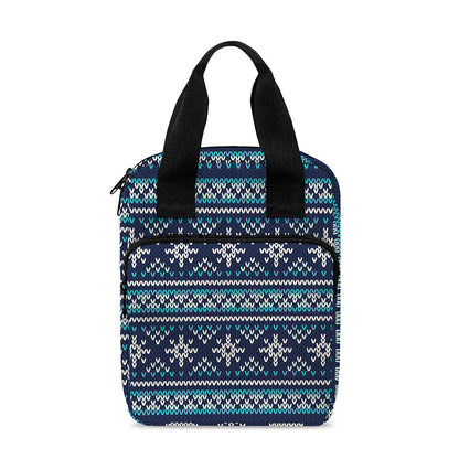 Christmas Snowman Knitted Pattern Print Bible Tote Bag