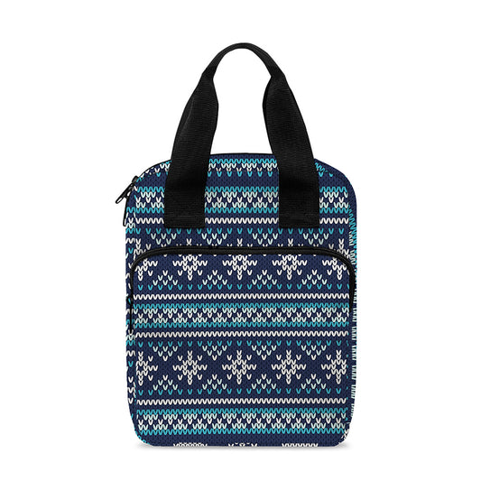 Christmas Snowman Knitted Pattern Print Bible Tote Bag