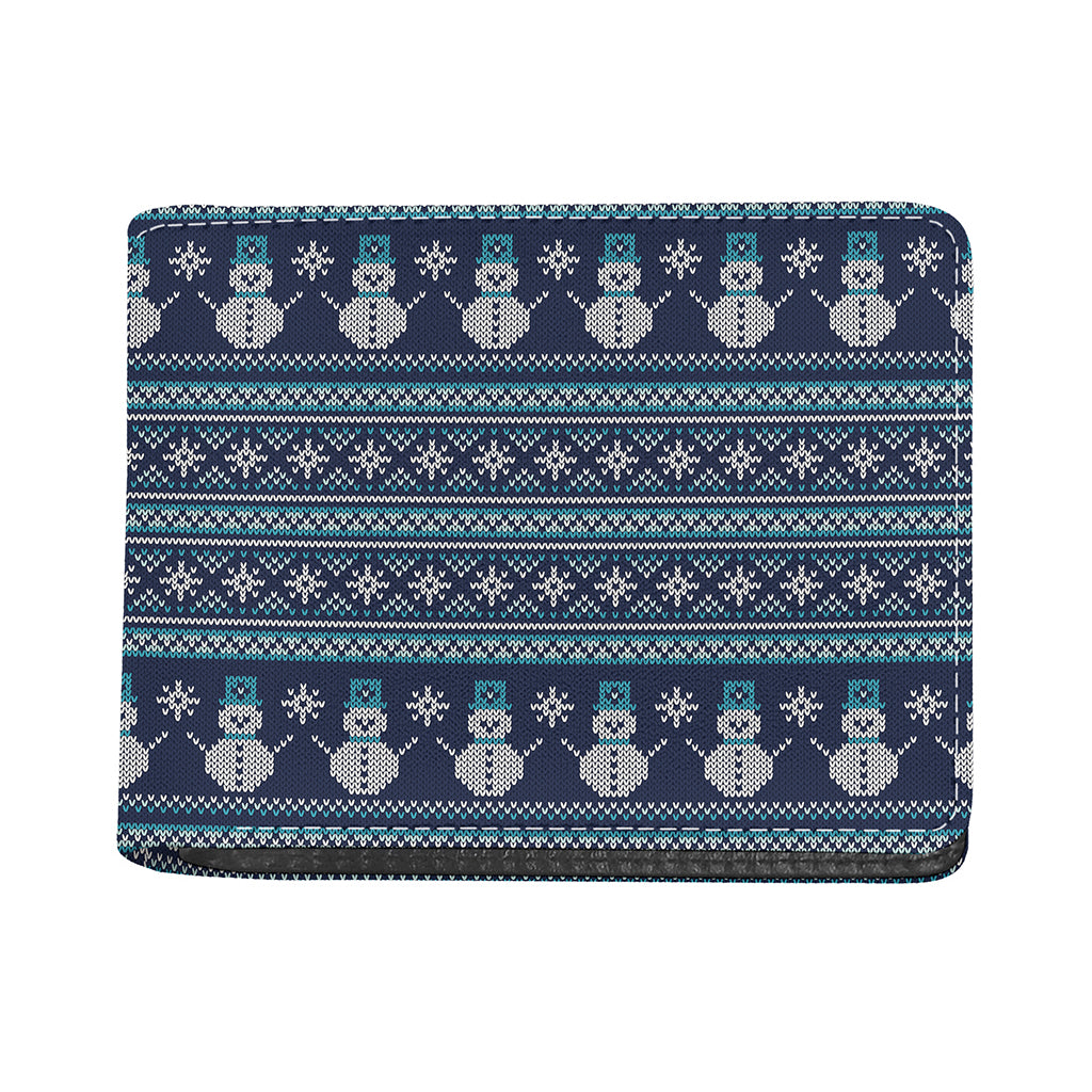 Christmas Snowman Knitted Pattern Print Bifold Wallet