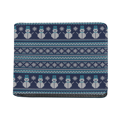 Christmas Snowman Knitted Pattern Print Bifold Wallet