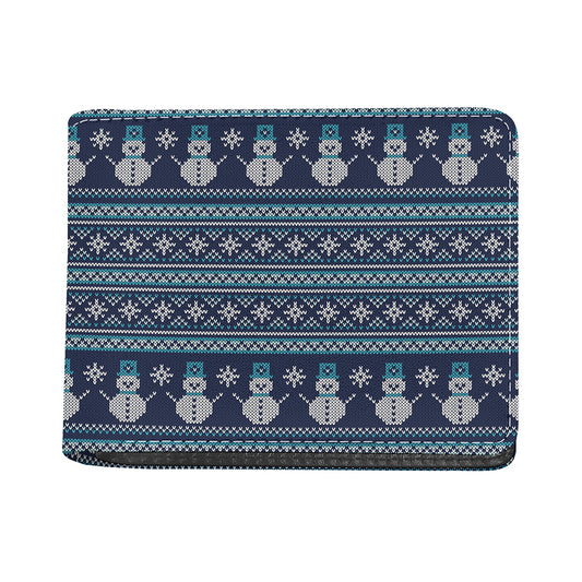 Christmas Snowman Knitted Pattern Print Bifold Wallet