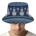 Christmas Snowman Knitted Pattern Print Bucket Hat