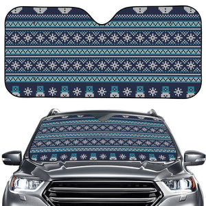 Christmas Snowman Knitted Pattern Print Car Windshield Sun Shade