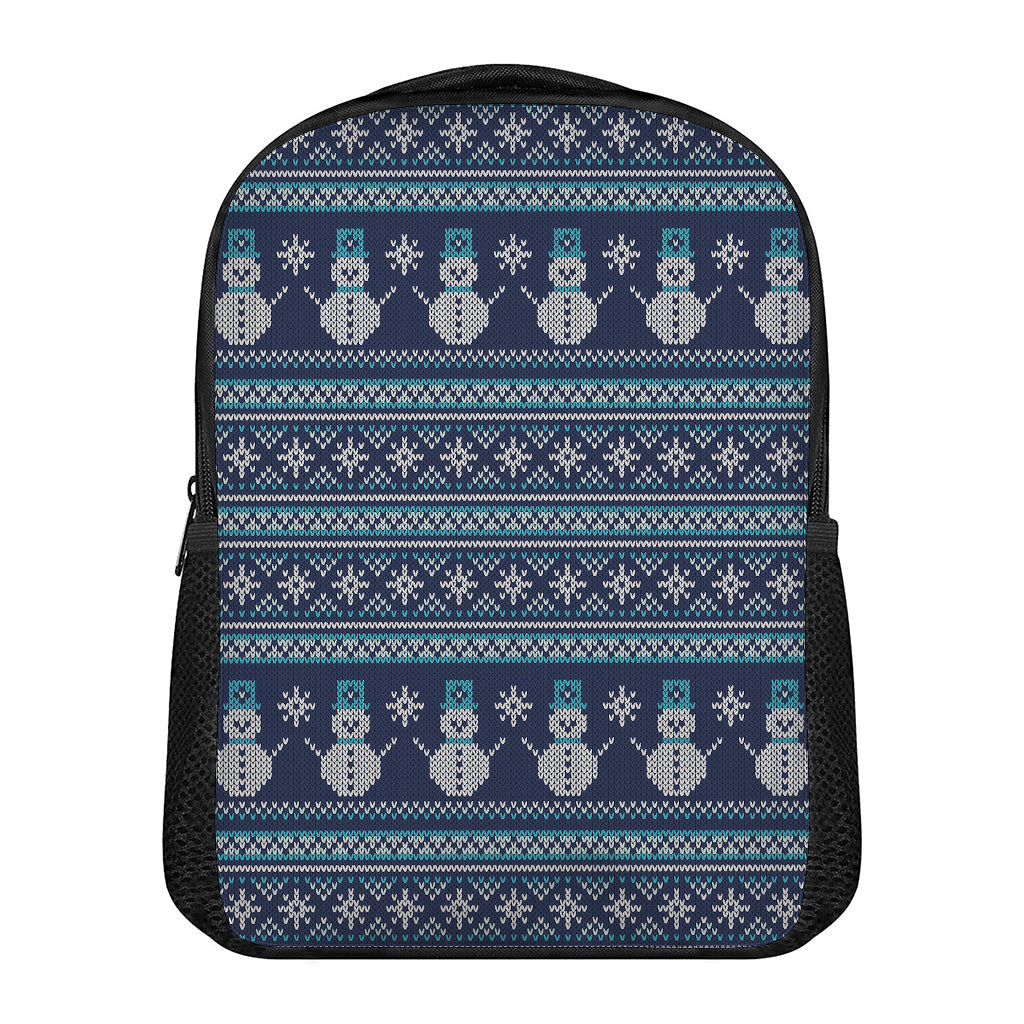 Christmas Snowman Knitted Pattern Print Casual Backpack