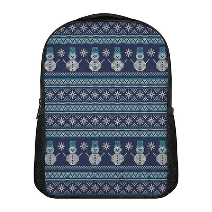 Christmas Snowman Knitted Pattern Print Casual Backpack
