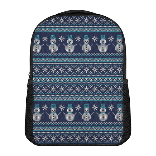 Christmas Snowman Knitted Pattern Print Casual Backpack