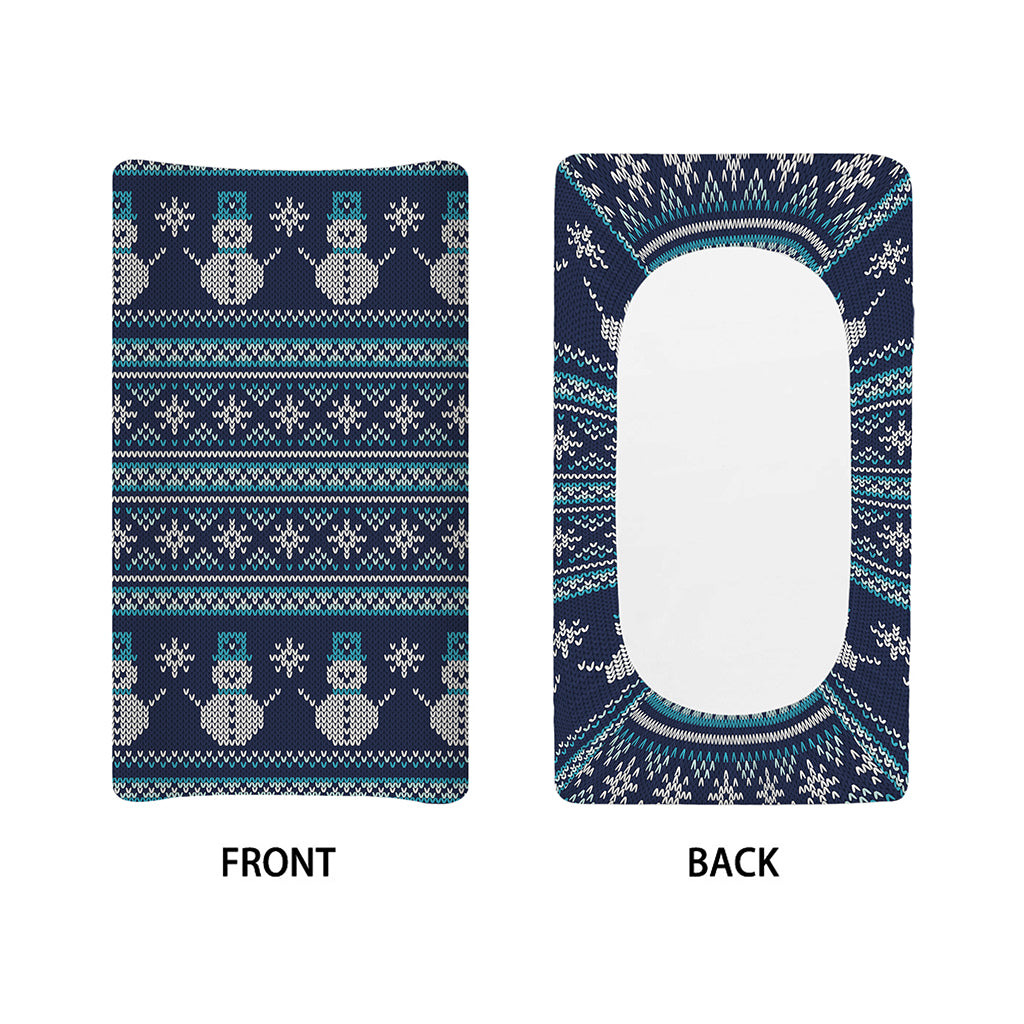 Christmas Snowman Knitted Pattern Print Changing Pad Cover