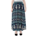 Christmas Snowman Knitted Pattern Print Chiffon Maxi Skirt