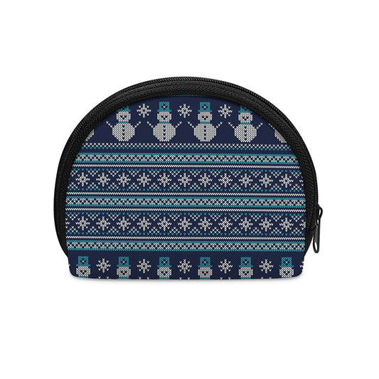 Christmas Snowman Knitted Pattern Print Coin Purse