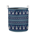 Christmas Snowman Knitted Pattern Print Collapsible Laundry Basket
