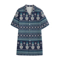 Christmas Snowman Knitted Pattern Print Cotton Hawaiian Shirt