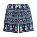 Christmas Snowman Knitted Pattern Print Cotton Shorts