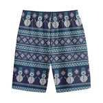Christmas Snowman Knitted Pattern Print Cotton Shorts