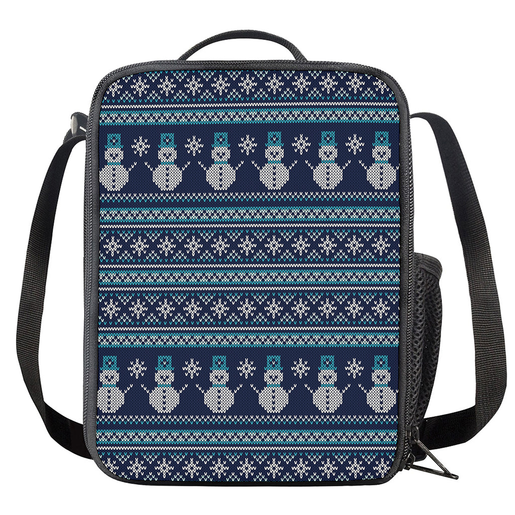 Christmas Snowman Knitted Pattern Print Crossbody Lunch Bag