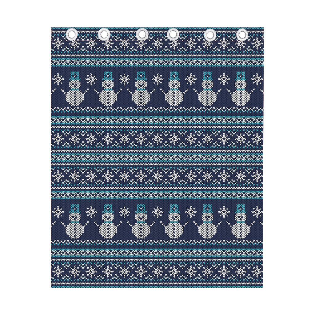 Christmas Snowman Knitted Pattern Print Curtain