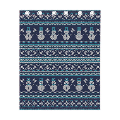 Christmas Snowman Knitted Pattern Print Curtain