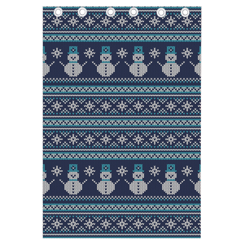 Christmas Snowman Knitted Pattern Print Curtain