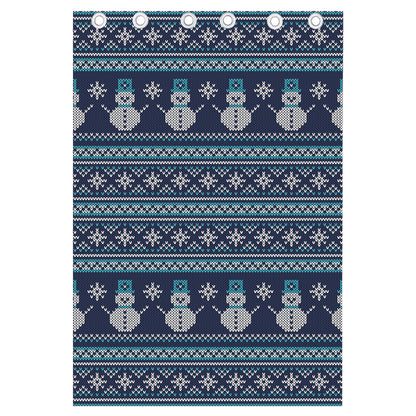 Christmas Snowman Knitted Pattern Print Curtain