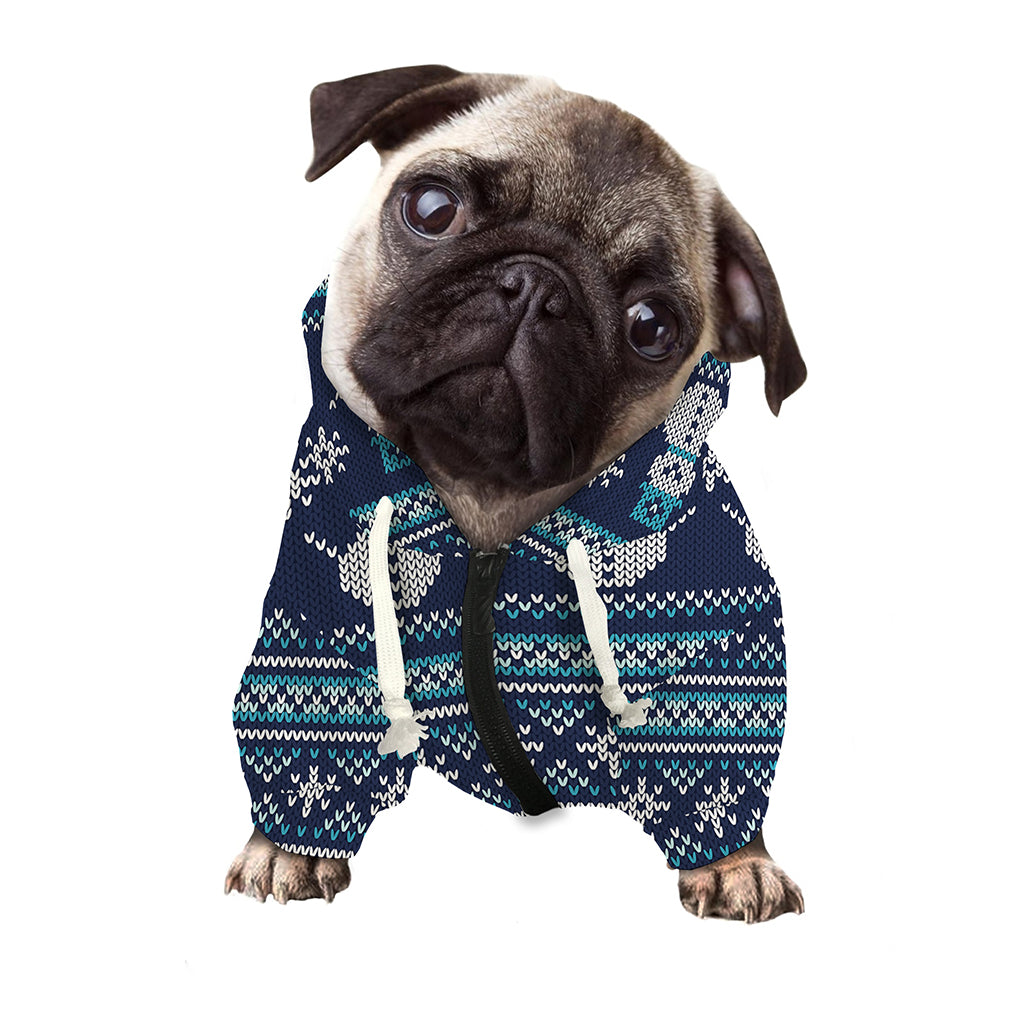 Christmas Snowman Knitted Pattern Print Dog Zip Up Hoodie