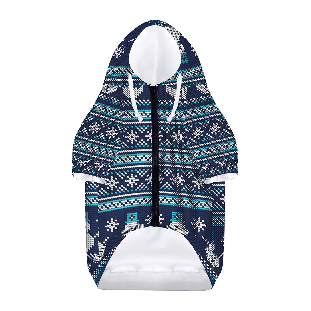 Christmas Snowman Knitted Pattern Print Dog Zip Up Hoodie