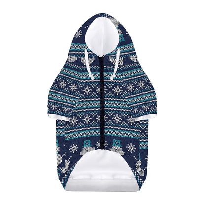 Christmas Snowman Knitted Pattern Print Dog Zip Up Hoodie