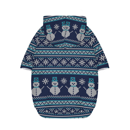 Christmas Snowman Knitted Pattern Print Dog Zip Up Hoodie