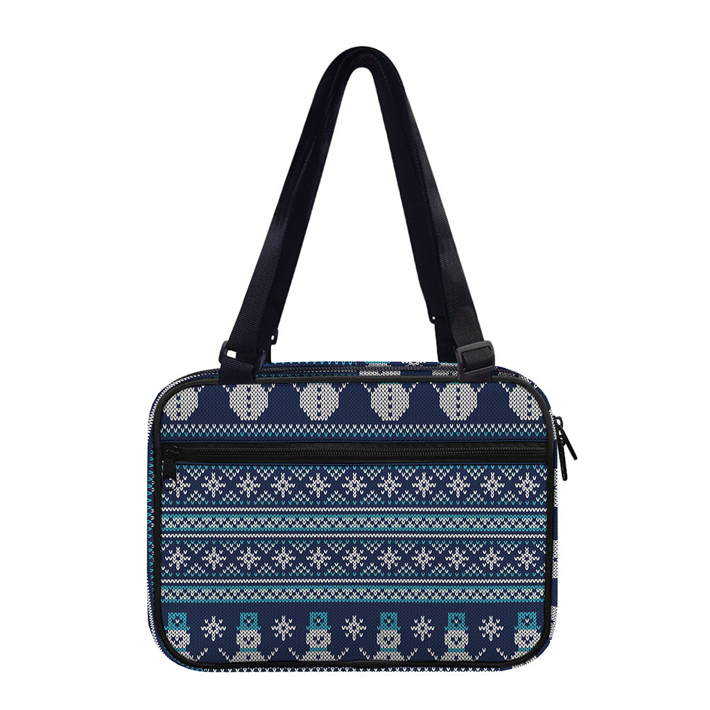 Christmas Snowman Knitted Pattern Print Double Strap Bible Bag