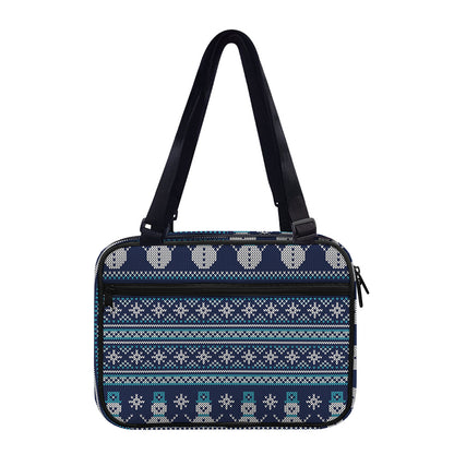 Christmas Snowman Knitted Pattern Print Double Strap Bible Bag