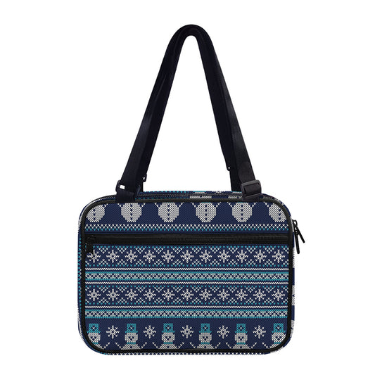 Christmas Snowman Knitted Pattern Print Double Strap Bible Bag
