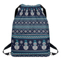 Christmas Snowman Knitted Pattern Print Drawstring Backpack