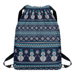 Christmas Snowman Knitted Pattern Print Drawstring Backpack